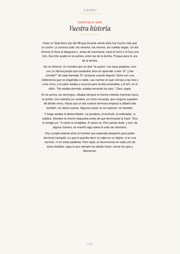 Página 2 del librito de «No estaba dormido»